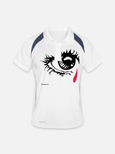 crying_eye - Polo respirant Homme - blanc/marine - Devant