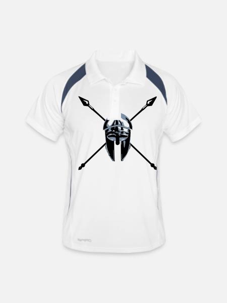 spartan-helmet-spears - Polo respirant Homme - blanc/marine - Devant