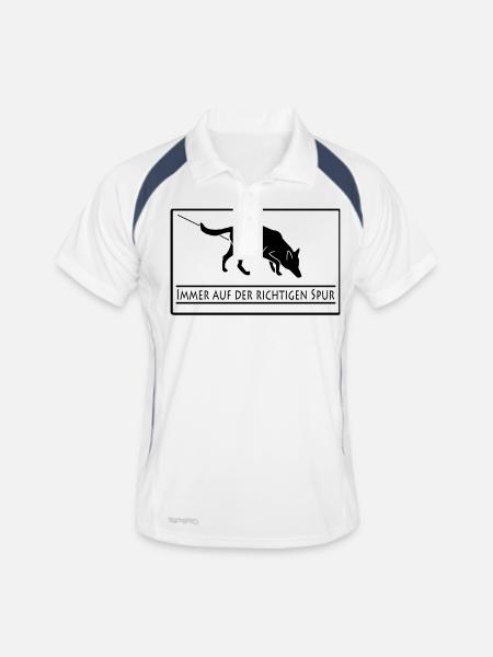 Fährtenhund - Männer Polo atmungsaktiv - Weiß/Navy - Vorne