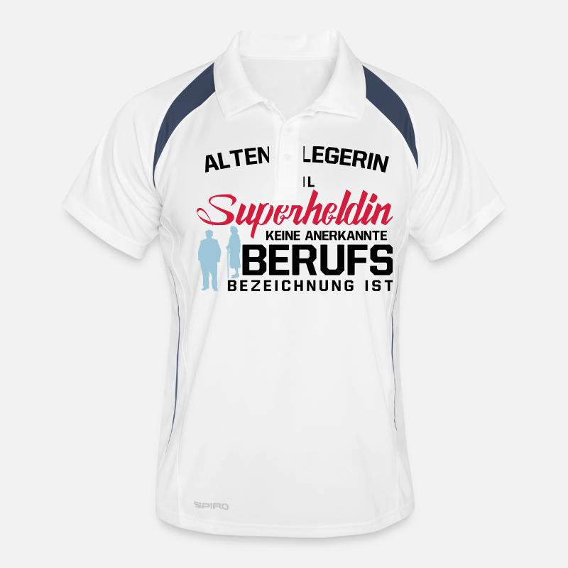 Altenpflegerin - Männer Polo atmungsaktiv - Weiß/Navy