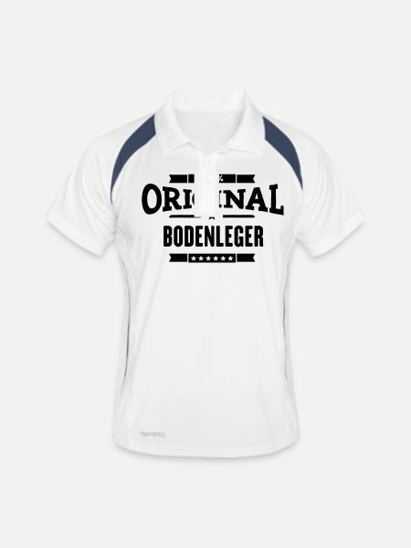 Original Bodenleger - Männer Polo atmungsaktiv - Weiß/Navy - Vorne