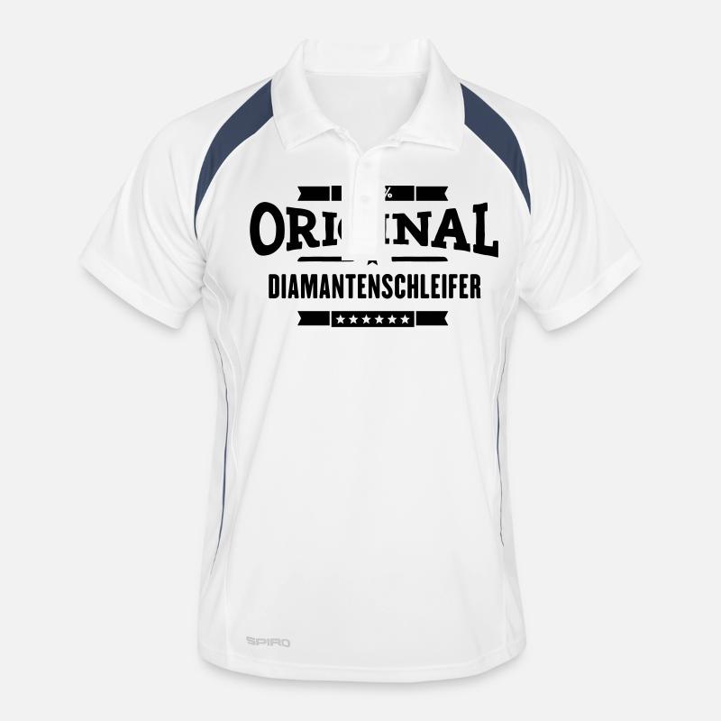100% Diamantenschleifer - Männer Polo atmungsaktiv - Weiß/Navy