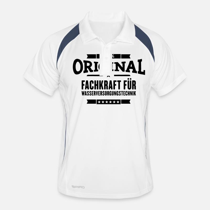 Wasserversorgungstechnik - Männer Polo atmungsaktiv - Weiß/Navy
