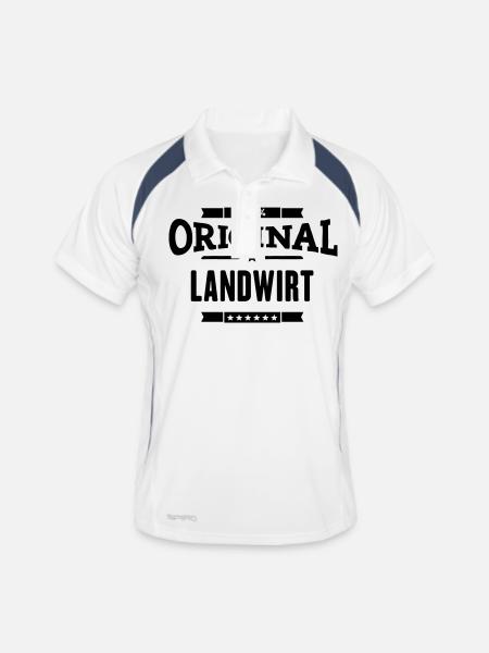 100% Landwirt - Männer Polo atmungsaktiv - Weiß/Navy - Vorne