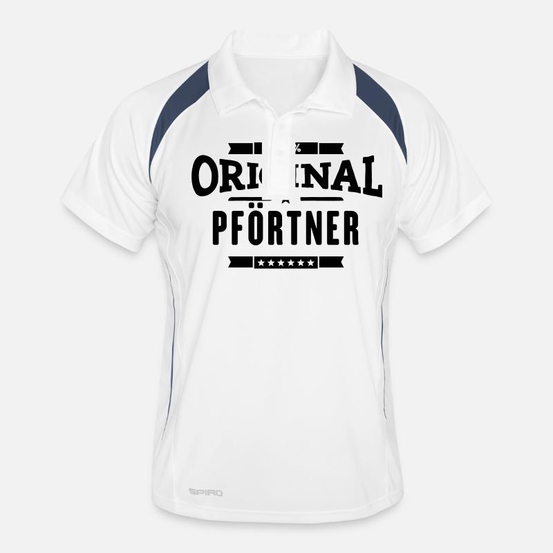 100% Pförtner - Männer Polo atmungsaktiv - Weiß/Navy