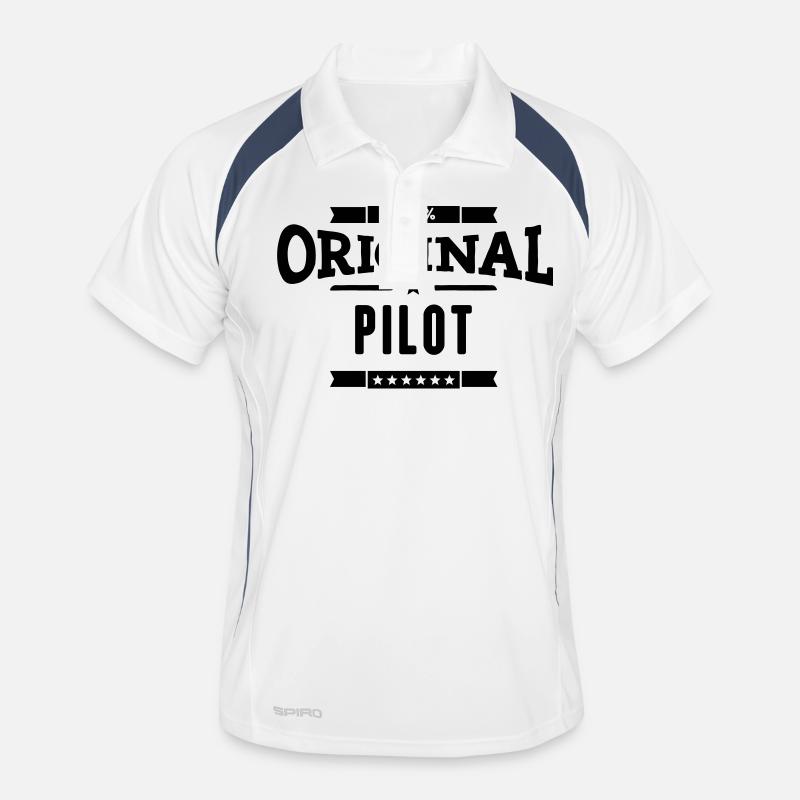 100% Pilot - Männer Polo atmungsaktiv - Weiß/Navy