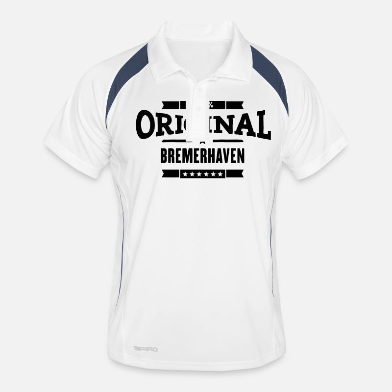 Original Bremerhaven - Männer Polo atmungsaktiv - Weiß/Navy