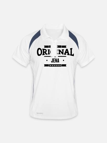 Original Jena - Männer Polo atmungsaktiv - Weiß/Navy - Vorne