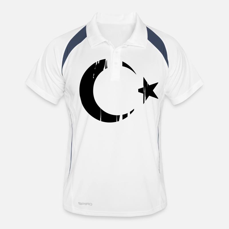 Türkische Flagge - Männer Polo atmungsaktiv - Weiß/Navy