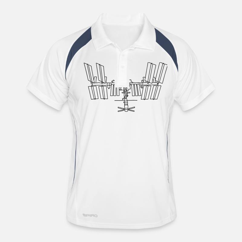 Raumstation ISS - Männer Polo atmungsaktiv - Weiß/Navy