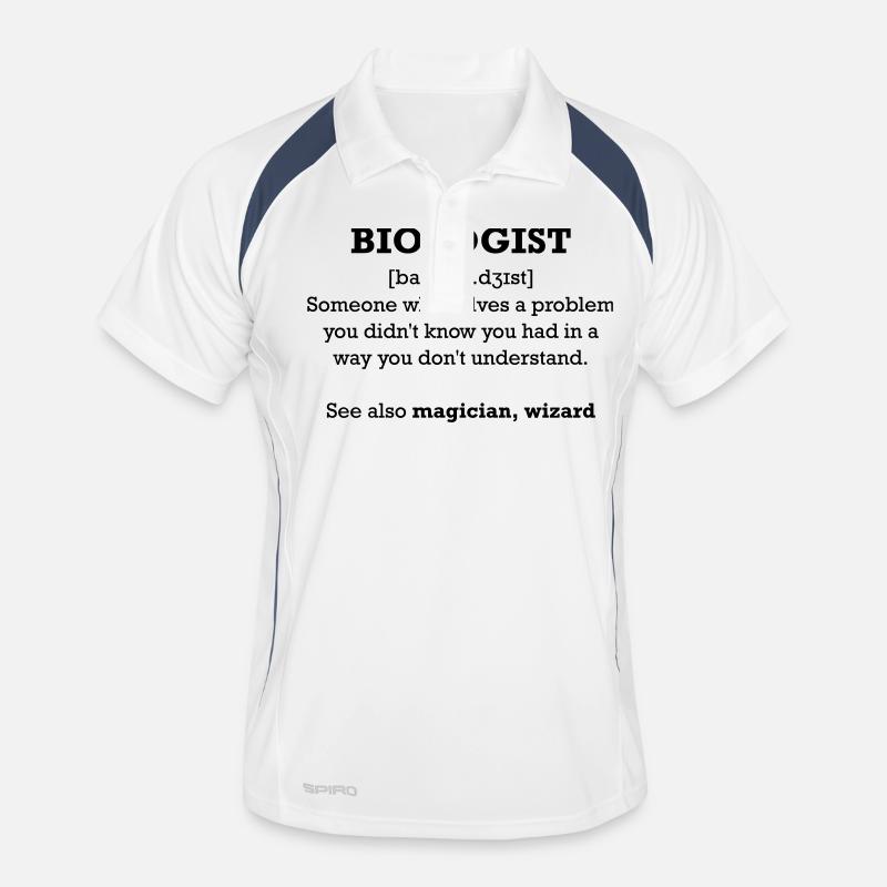 Biologist - wizard - Männer Polo atmungsaktiv - Weiß/Navy
