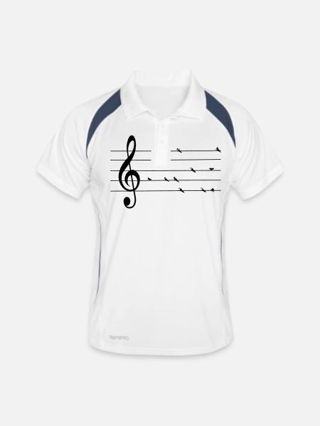 hirondelles musicales - Polo respirant Homme - blanc/marine - Devant
