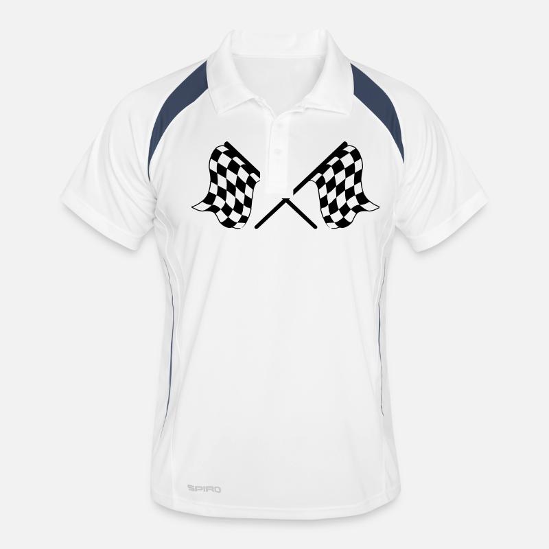 Zielflaggen - Männer Polo atmungsaktiv - Weiß/Navy