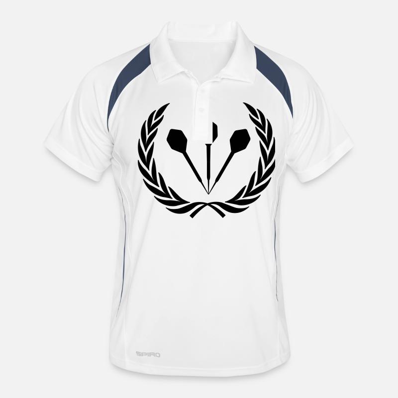 Dart Pfeile Kranz - Männer Polo atmungsaktiv - Weiß/Navy