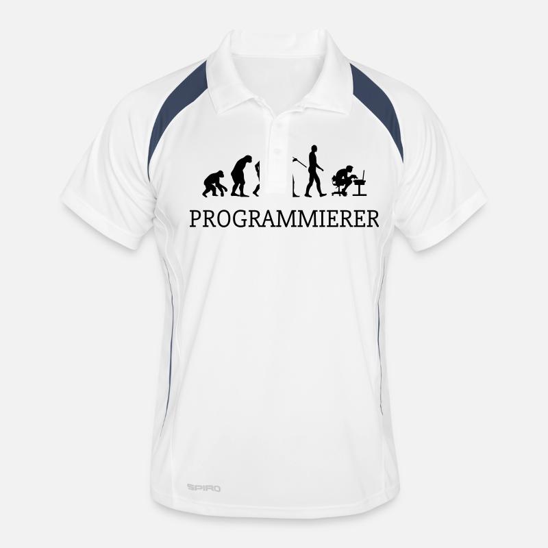 Evolution - Programmierer - Männer Polo atmungsaktiv - Weiß/Navy