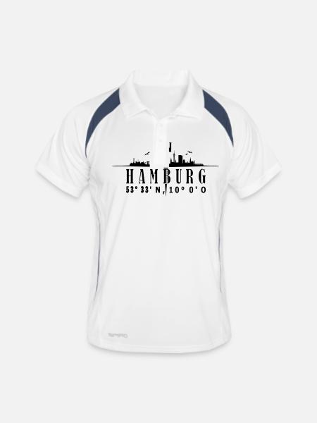 Hambourg horizon avec boussole - Polo respirant Homme - blanc/marine - Devant