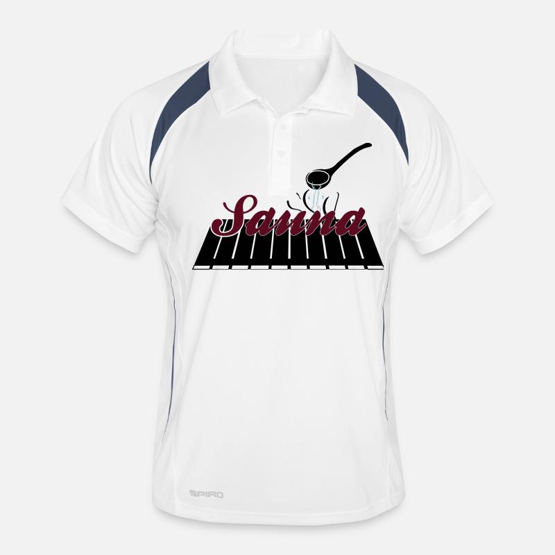 Saunabank - Männer Polo atmungsaktiv - Weiß/Navy