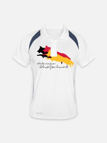 altdeutscher schäferhund - Männer Polo atmungsaktiv - Weiß/Navy - Vorne