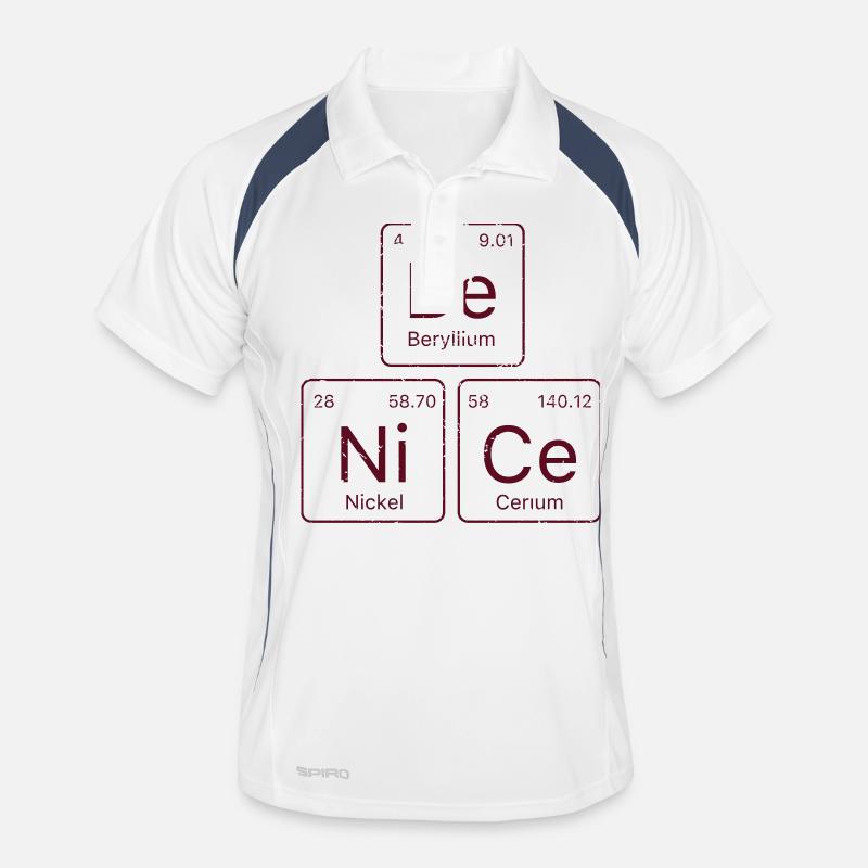 Be NiCe Periodensystem - Männer Polo atmungsaktiv - Weiß/Navy