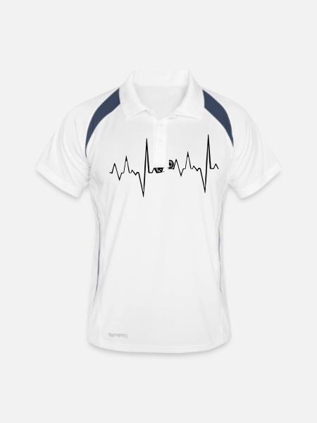 Mountain bike heartbeat - Men's Polo breathable - white/navy - Front
