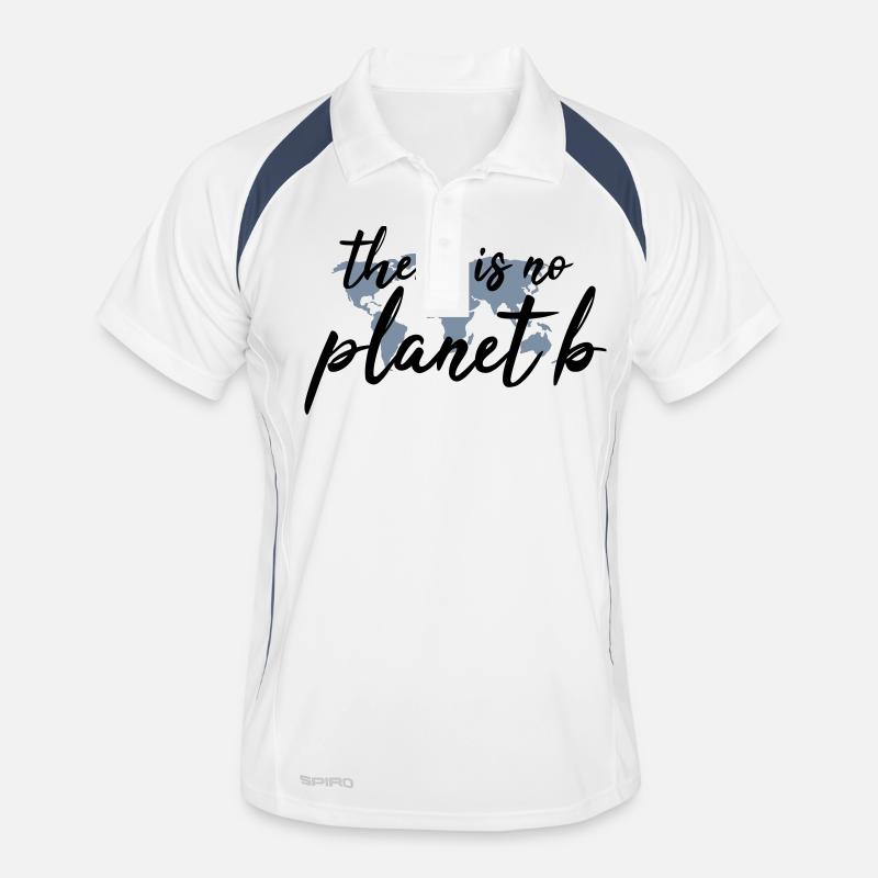 There is no planet b - Männer Polo atmungsaktiv - Weiß/Navy