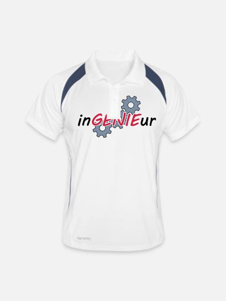 inGENIEur - Männer Polo atmungsaktiv - Weiß/Navy - Vorne