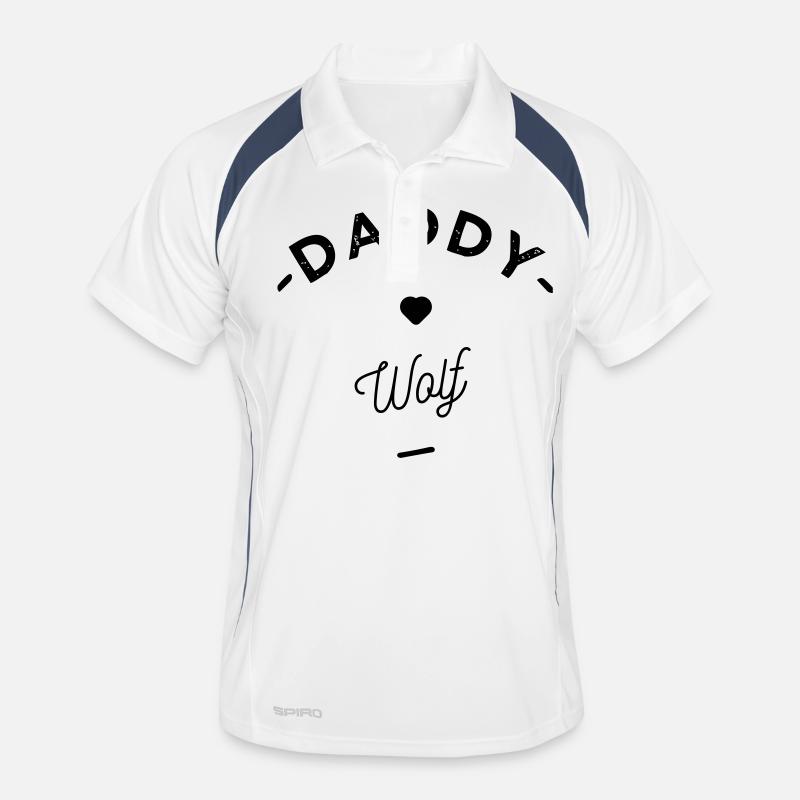 Daddy wolf - Männer Polo atmungsaktiv - Weiß/Navy
