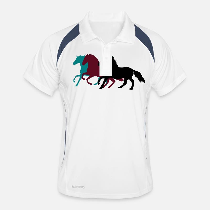 drei_pferde_pferd - Männer Polo atmungsaktiv - Weiß/Navy