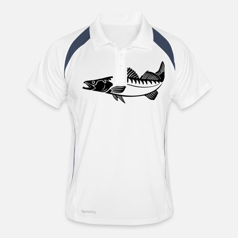 Zander (pikeperch) - Men's Polo breathable - white/navy