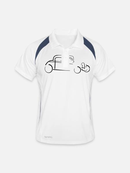 Hot Rod - Männer Polo atmungsaktiv - Weiß/Navy - Vorne