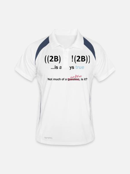 ((2B) | |! (2B)) ... ist immer wahr - Männer Polo atmungsaktiv - Weiß/Navy - Vorne