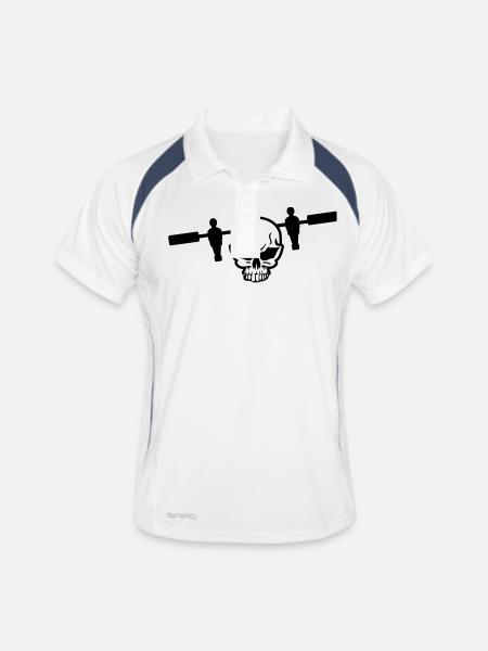 Tischfussball - Männer Polo atmungsaktiv - Weiß/Navy - Vorne