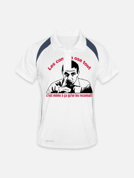 les cons ça ose tout lino ventura - Polo respirant Homme - blanc/marine - Devant