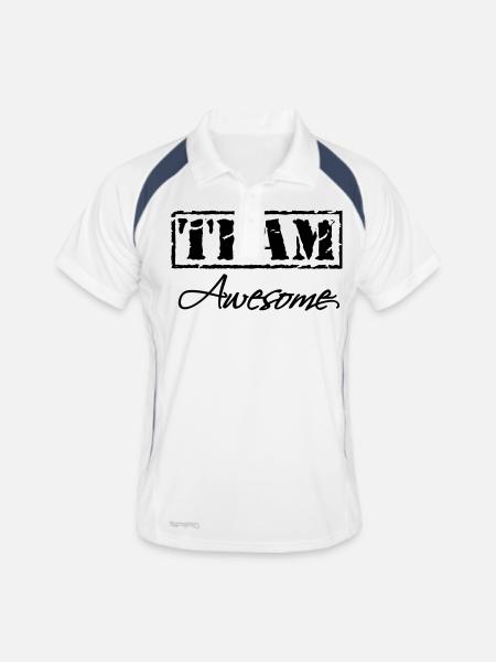 Team Awesome - Männer Polo atmungsaktiv - Weiß/Navy - Vorne