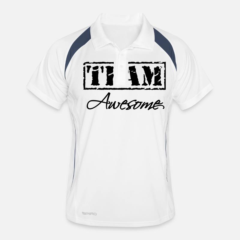 Team Awesome - Männer Polo atmungsaktiv - Weiß/Navy