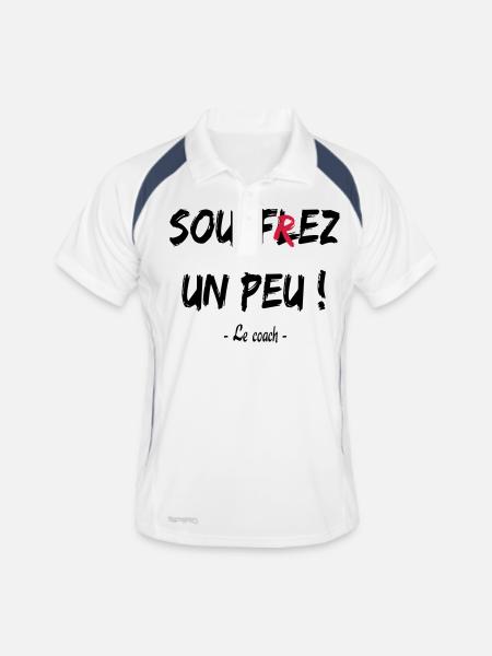 Soufflez un peu - Männer Polo atmungsaktiv - Weiß/Navy - Vorne