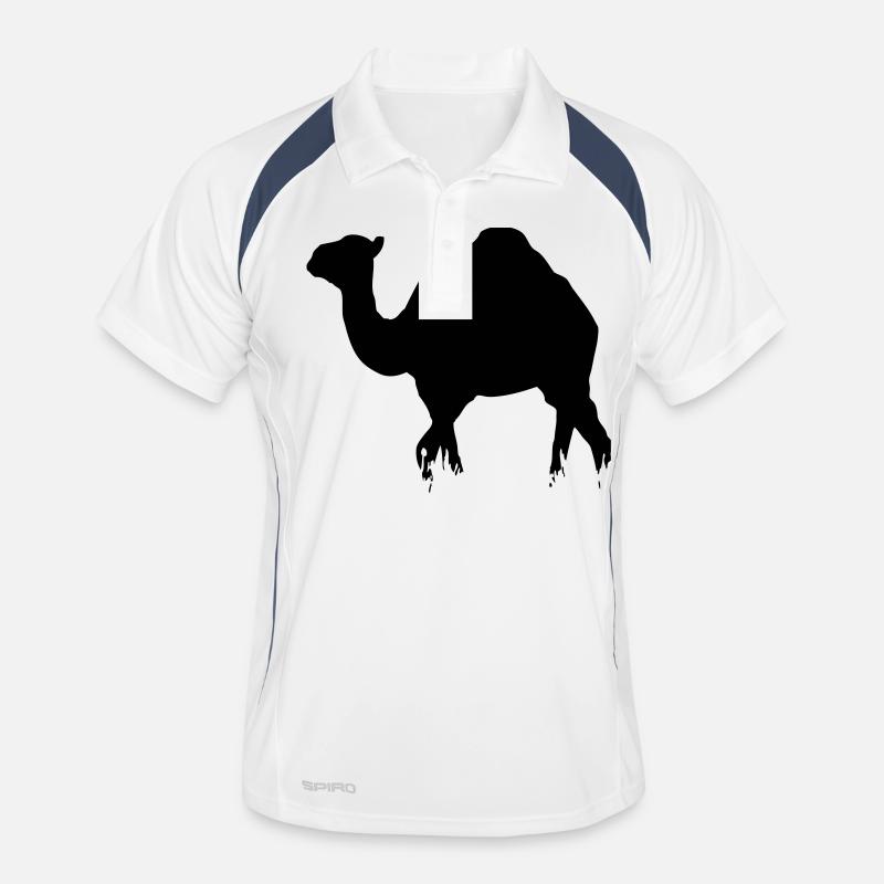 Dromedar - Camel - Männer Polo atmungsaktiv - Weiß/Navy