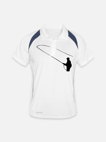 Angler - Männer Polo atmungsaktiv - Weiß/Navy - Vorne