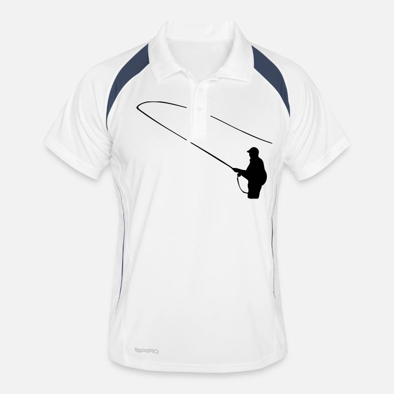 Angler - Männer Polo atmungsaktiv - Weiß/Navy