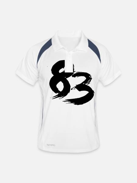 83 design zahl - z14 - Männer Polo atmungsaktiv - Weiß/Navy - Vorne