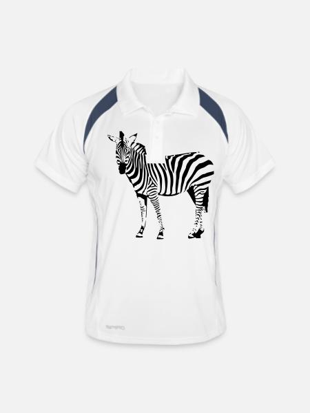 Zebra - Männer Polo atmungsaktiv - Weiß/Navy - Vorne