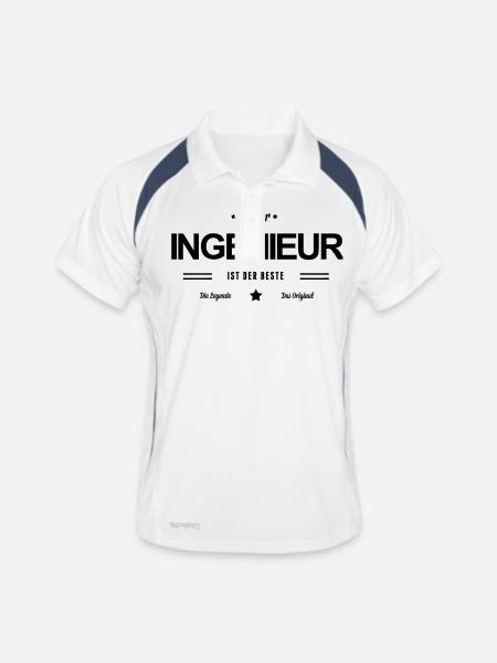 Bester Ingenieur - Männer Polo atmungsaktiv - Weiß/Navy - Vorne