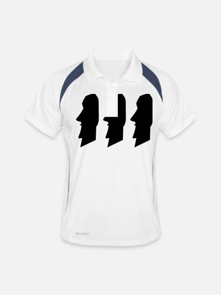 moais_02 - Männer Polo atmungsaktiv - Weiß/Navy - Vorne
