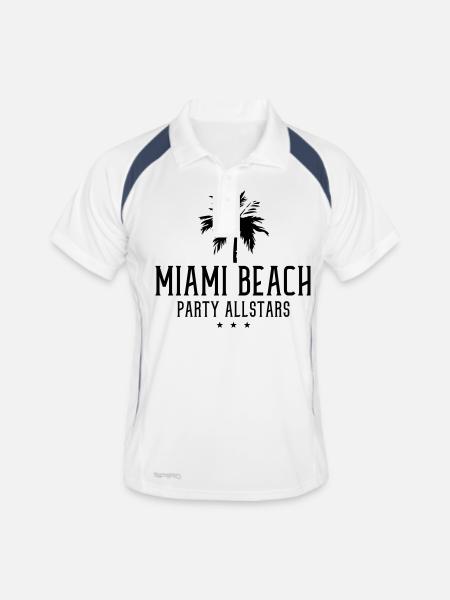 miami beach party allstars - Männer Polo atmungsaktiv - Weiß/Navy - Vorne