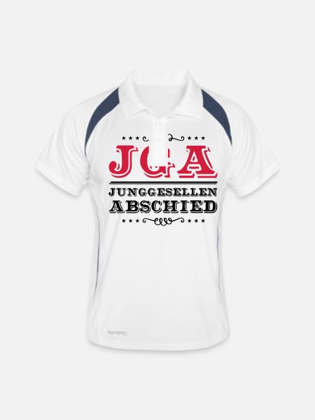 jga junggesellen abschied - Männer Polo atmungsaktiv - Weiß/Navy - Vorne