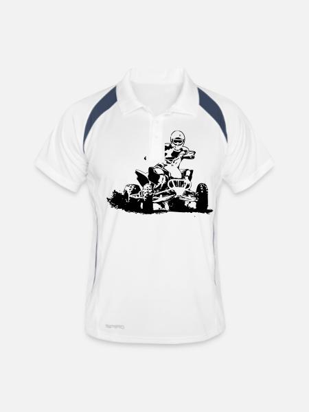 Quad - Männer Polo atmungsaktiv - Weiß/Navy - Vorne