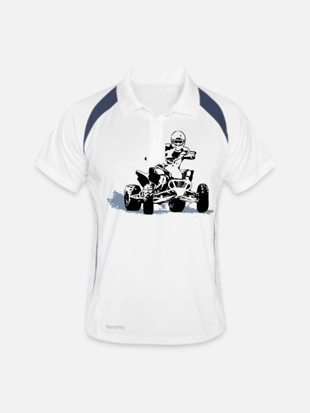 Quad - Männer Polo atmungsaktiv - Weiß/Navy - Vorne