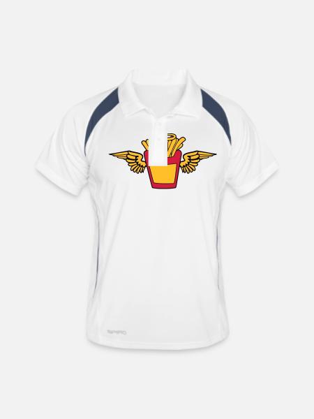 ange ciel mort sainte ailes voler français frites - Polo respirant Homme - blanc/marine - Devant