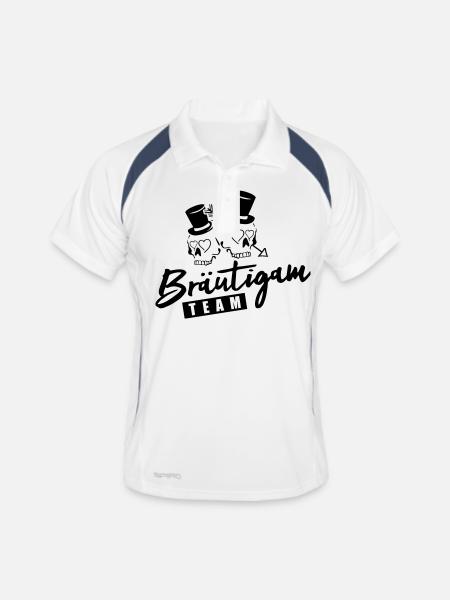 jga braeutigam team - Männer Polo atmungsaktiv - Weiß/Navy - Vorne