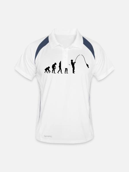 fishing_evolution_001 - Männer Polo atmungsaktiv - Weiß/Navy - Vorne
